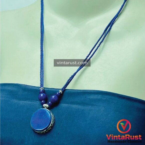 Small Lapis Lazuli Pendant Necklace, Gemstone Jewelry, Lapis Stone Necklace, - Picture 6 of 11